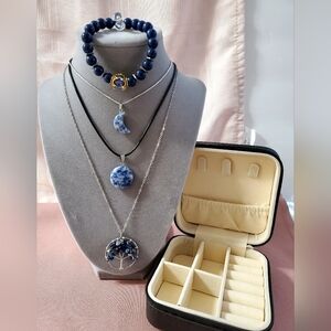 Sodalite Natural Blue Stone Jewelry Set with Bonus Jewelry Box